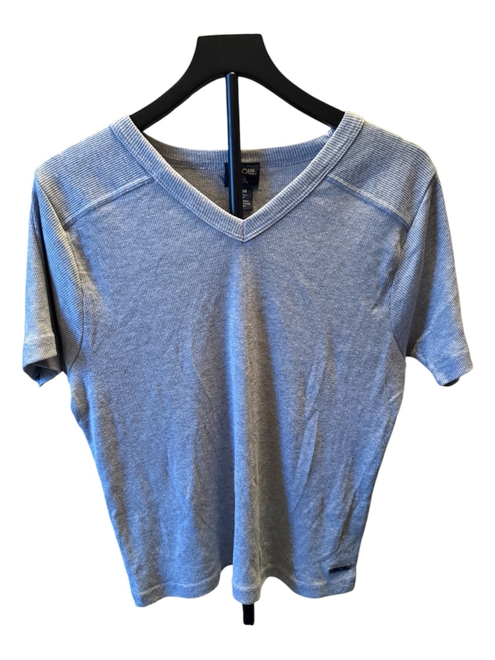 Cherokee Gray Ribbed V-Neck Short Sleeve Top Women’s XL Cotton